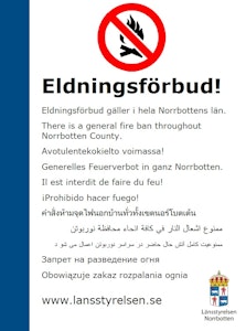 Viktig information: Eldningsförbud i Norrbotten.